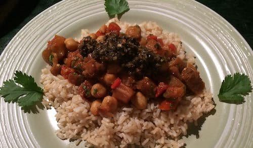 Moroccan eggplant and garbanzos