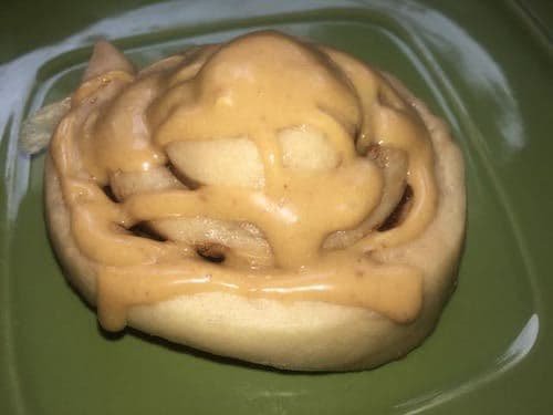 Cinnamon roll with peanut butter glaze!