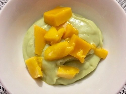 Avocado Lime Pudding with mango
