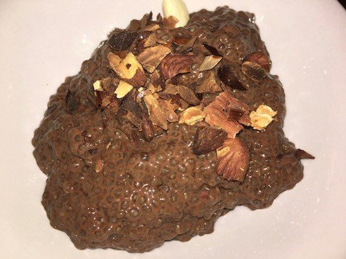 chocolate chia pudding with almonds