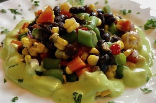 tropical vegetable salad with black beans