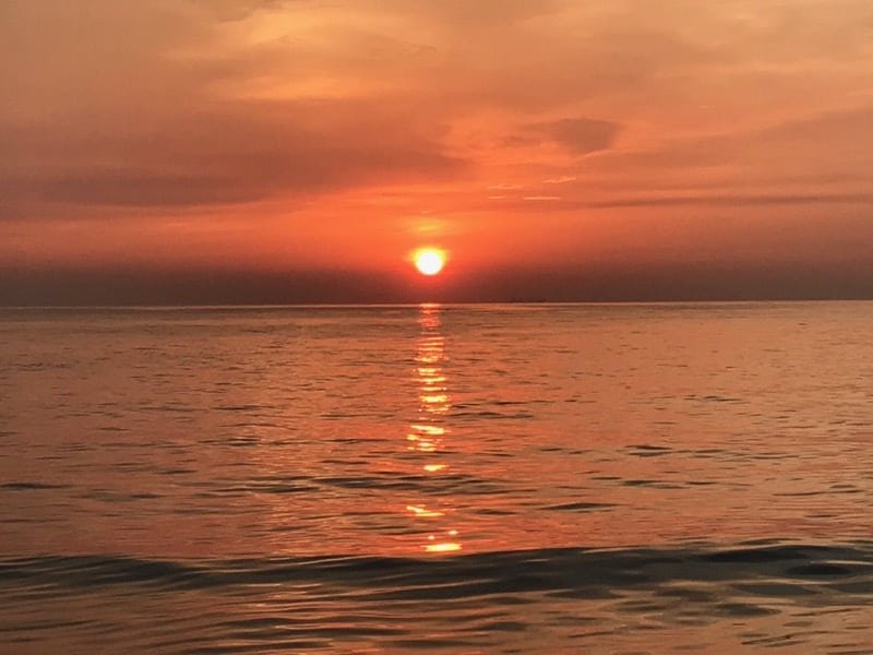Sunset over the ocean on our final night in Havana