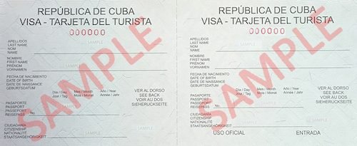 Sample of a Cuban tourist card