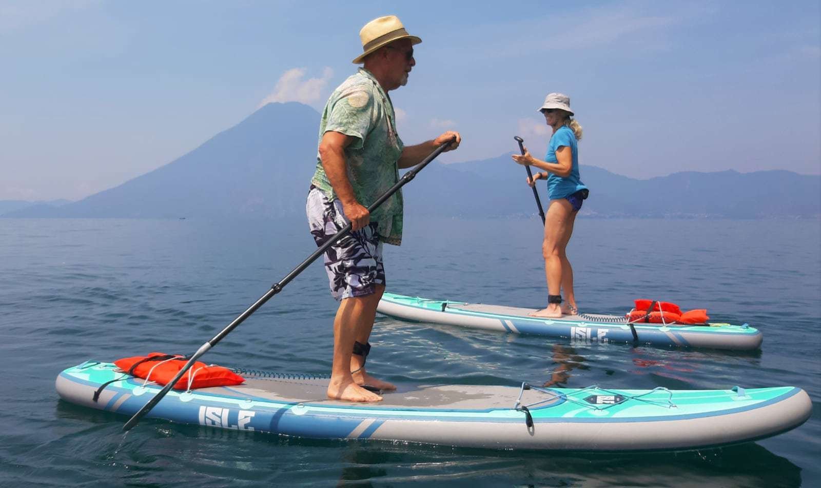 Mark and Traci paddleboarding for the first time.