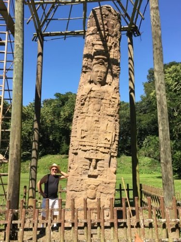 Mark next to one of the stelae at Quiriguá